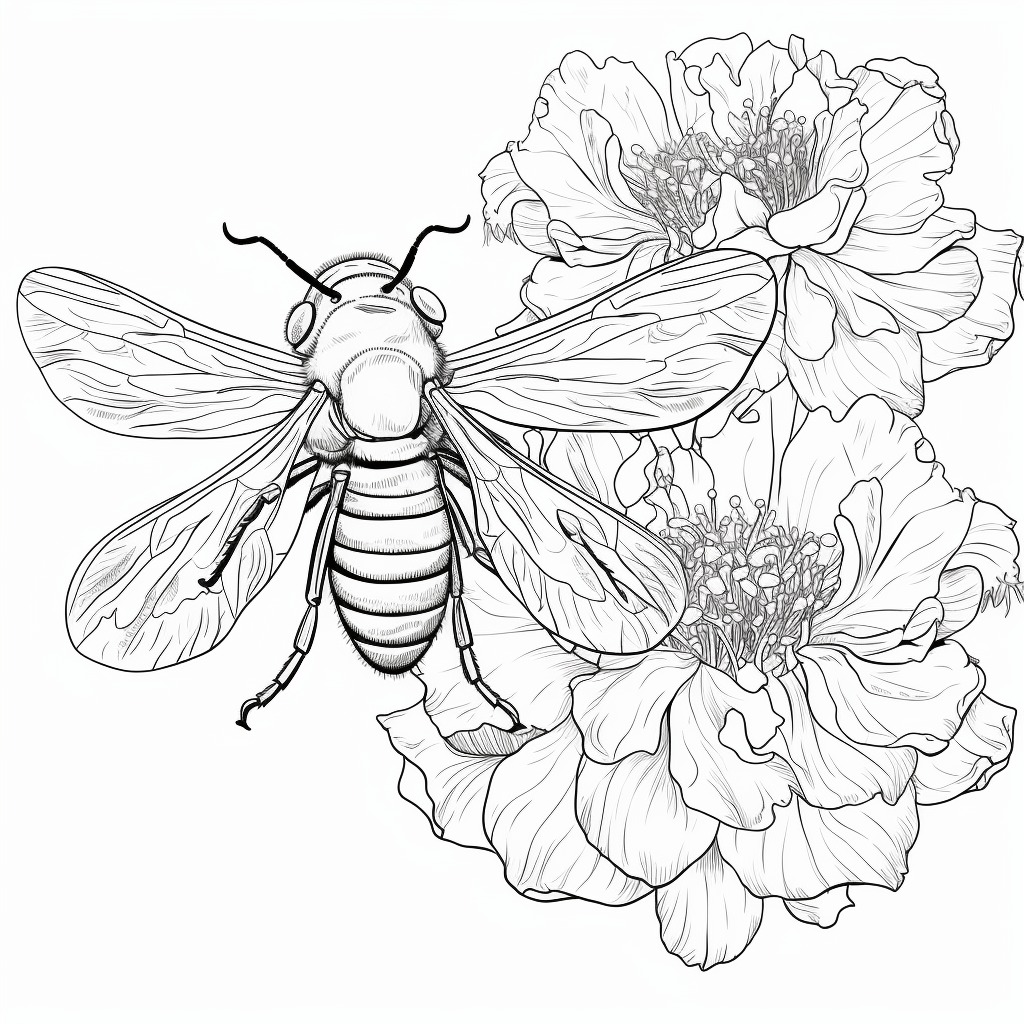 Zikade landet auf einer Blume Ausmalbild und Malvorlage