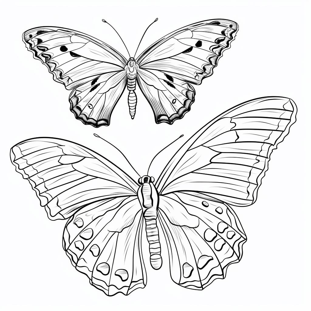Zikade spielt mit einem Schmetterling Ausmalbild und Malvorlage