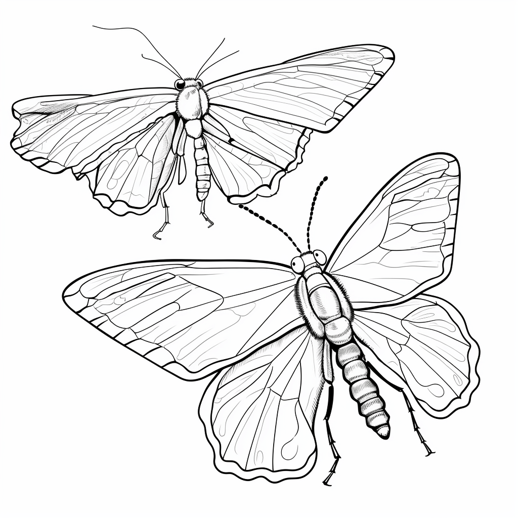 Zikade trifft einen Schmetterling Ausmalbild und Malvorlage