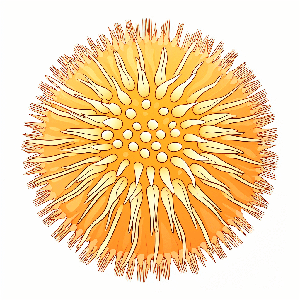 Zitronengelber oder Mandarinenoranger Seeigel Ausmalbild und Malvorlage