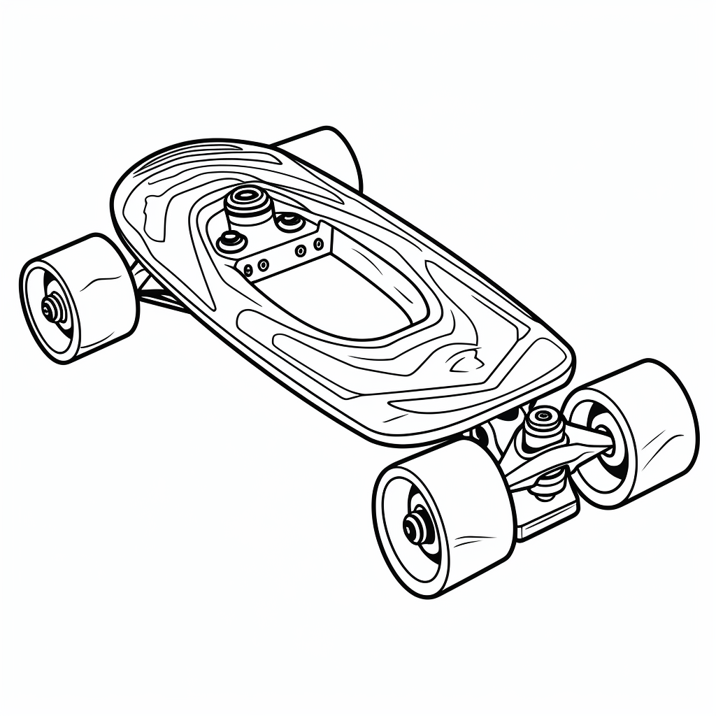 Altes Skateboard Ausmalbild und Malvorlage