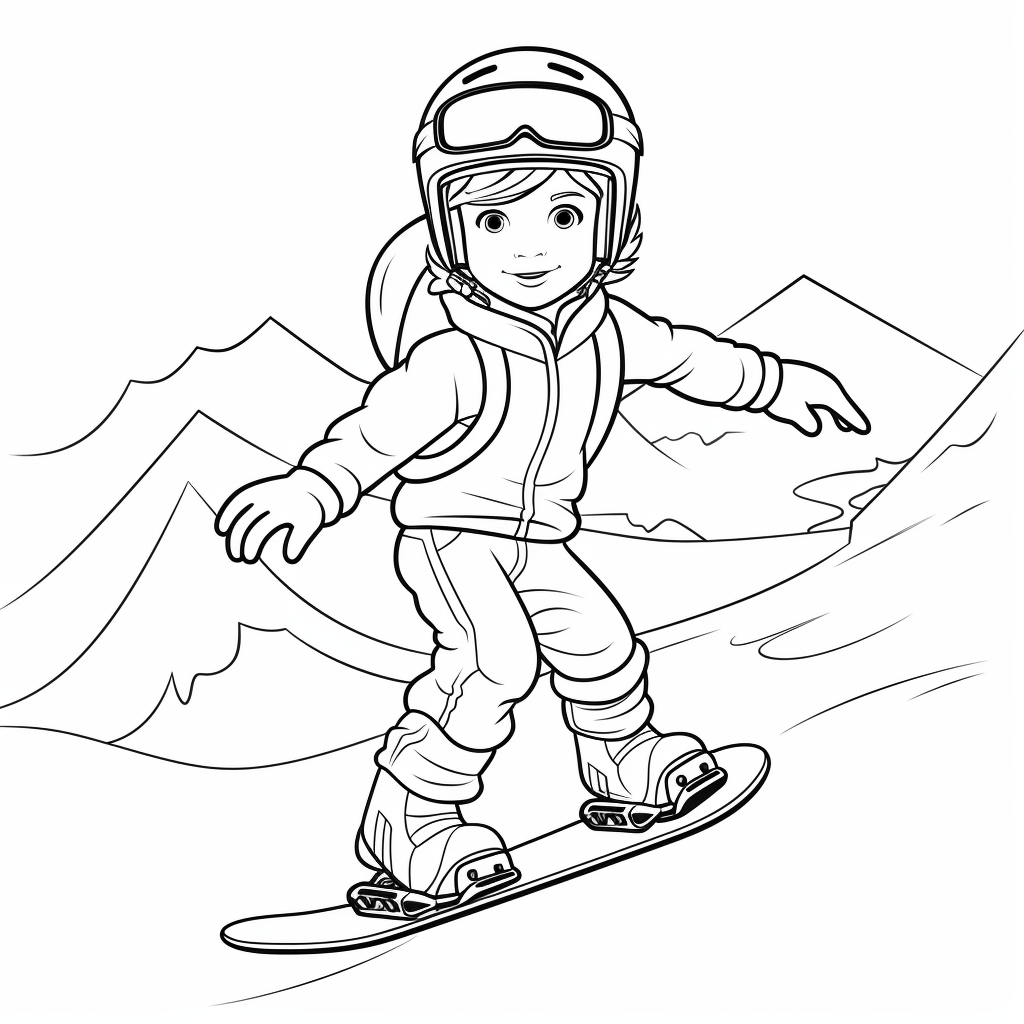 Anfänger lernt snowboarden Ausmalbild und Malvorlage