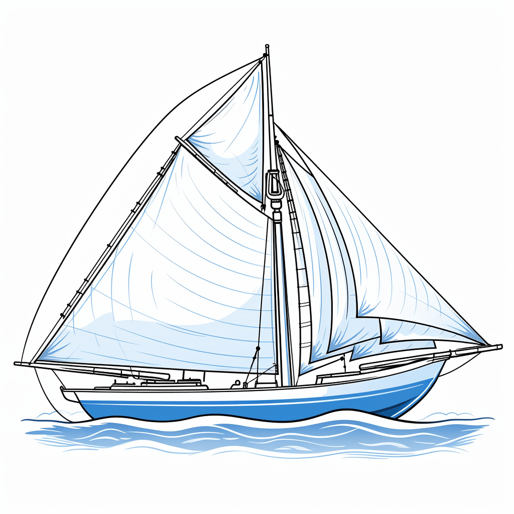 Blaues Schiff mit Masten - happycoloring.net