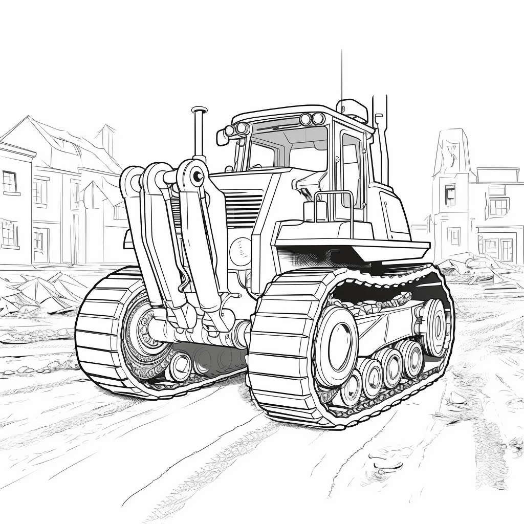 Bulldozer auf Baugelände Ausmalbild und Malvorlage
