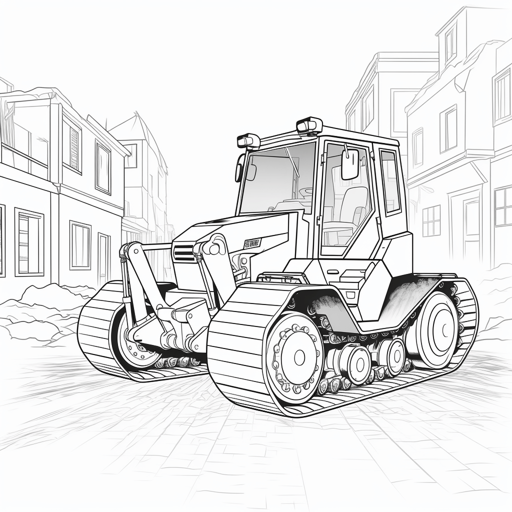 Bulldozer auf Baustelle Ausmalbild und Malvorlage