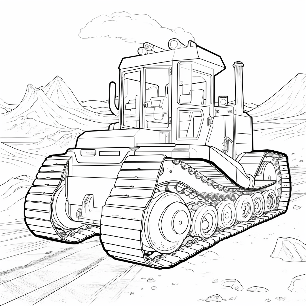 Bulldozer schiebt Erde Ausmalbild und Malvorlage