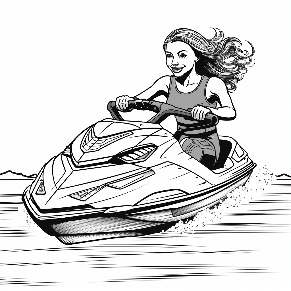 Frau auf Jetski Ausmalbild und Malvorlage
