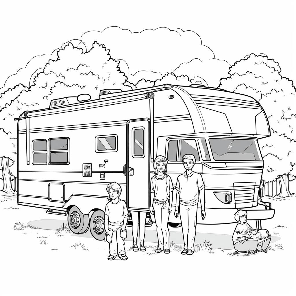 Geräumiges Wohnmobil Ausmalbild und Malvorlage