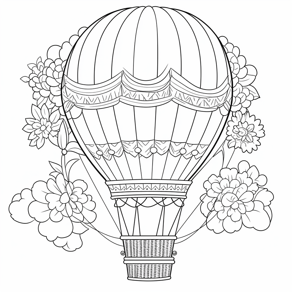 Heißluftballon hat einen Korb Ausmalbild und Malvorlage