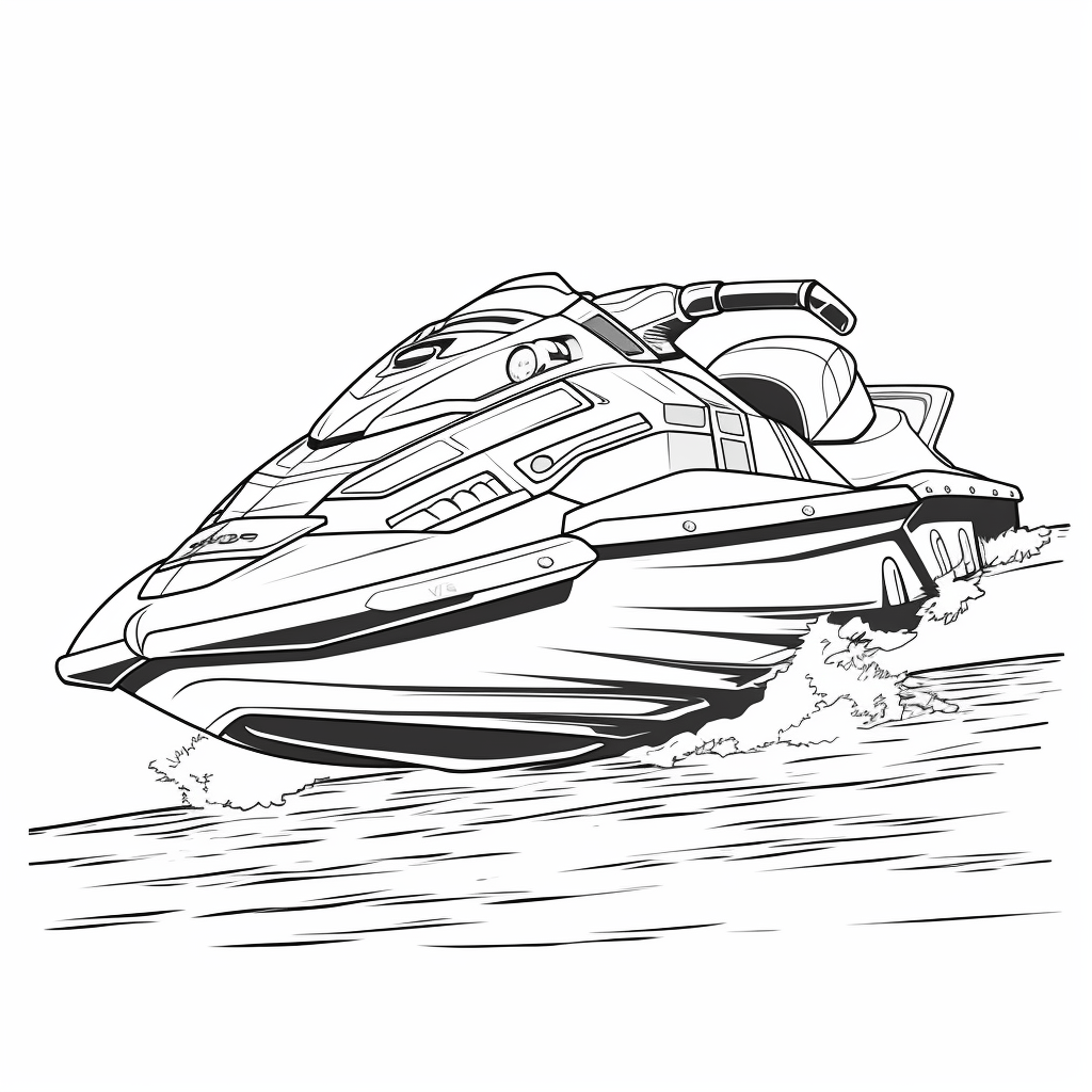 Jetski auf See Ausmalbild und Malvorlage