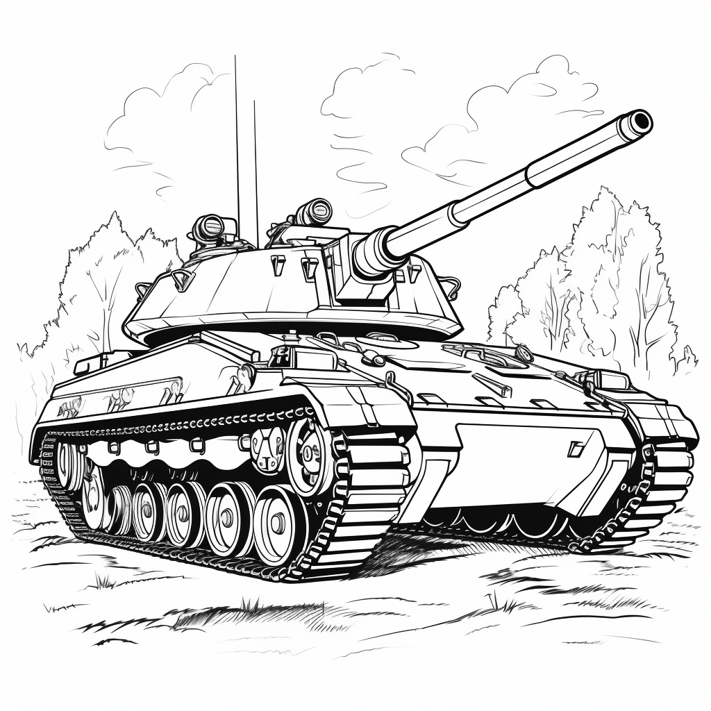 Kampfpanzer im Einsatz Ausmalbild und Malvorlage