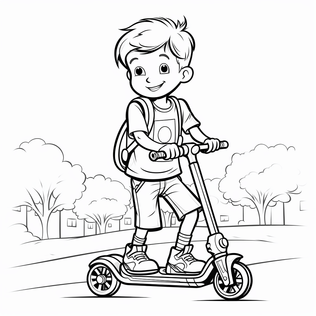 Kinderroller im Park Ausmalbild und Malvorlage