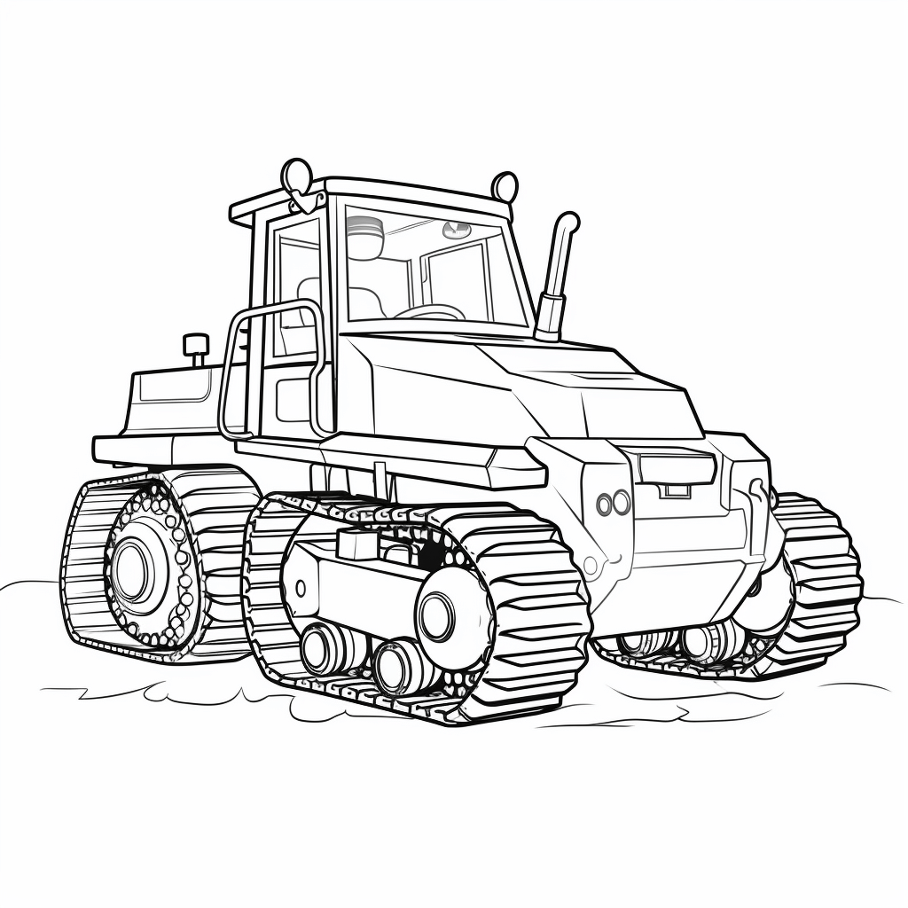 Kleiner Bulldozer vor großem Bulldozer Ausmalbild und Malvorlage