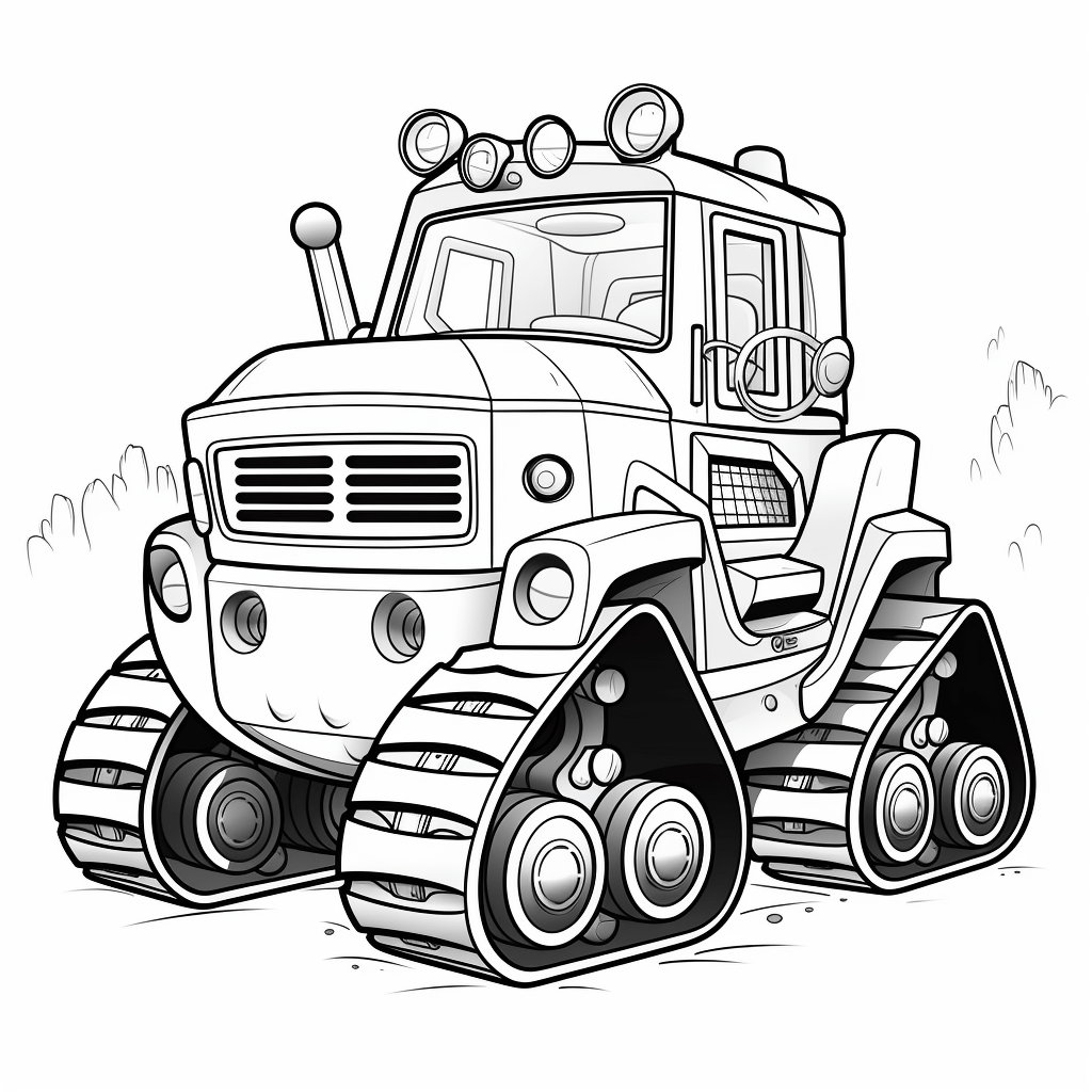 Lustiger Bulldozer mit Zähnen und Zunge Ausmalbild und Malvorlage