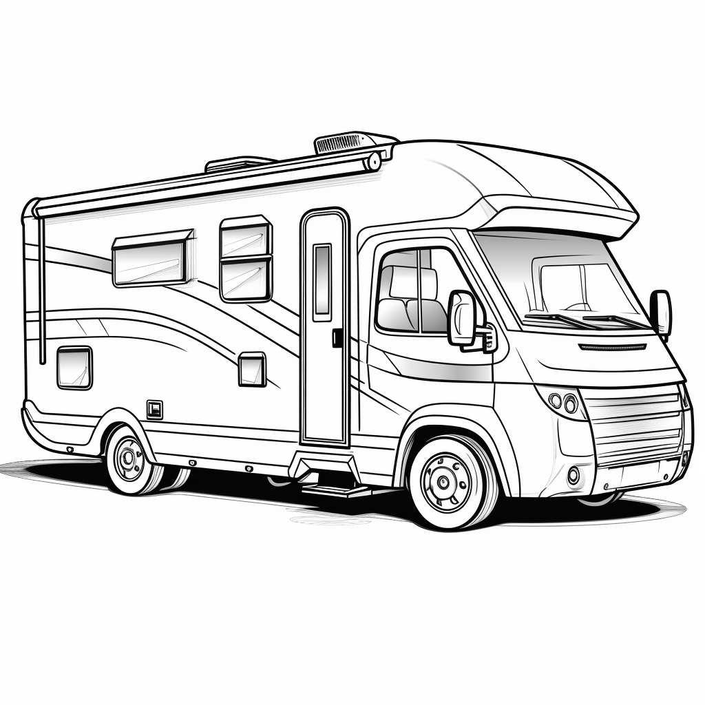 Luxuriöses Wohnmobil Ausmalbild und Malvorlage