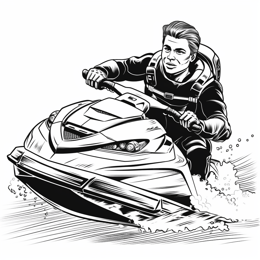 Mann auf Jetski Ausmalbild und Malvorlage