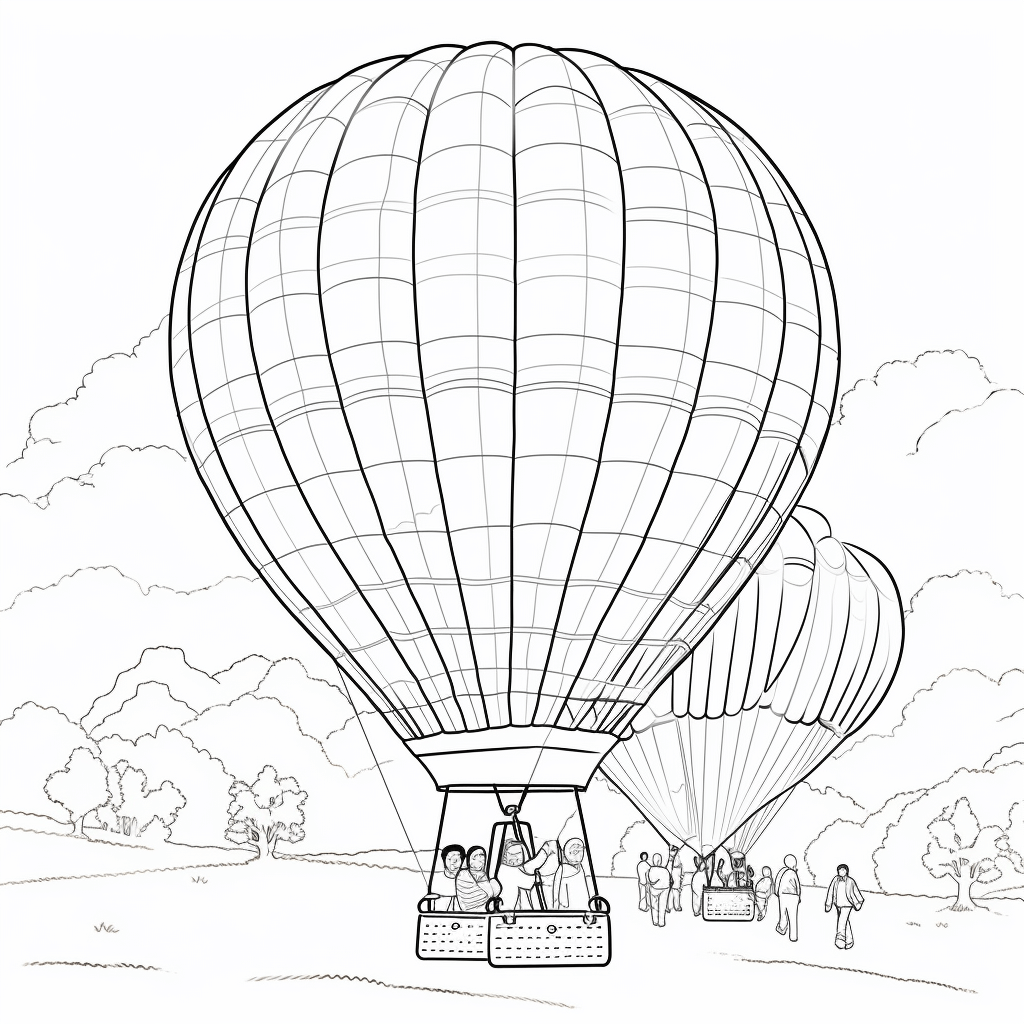 Menschen winken aus dem Heißluftballon Ausmalbild und Malvorlage