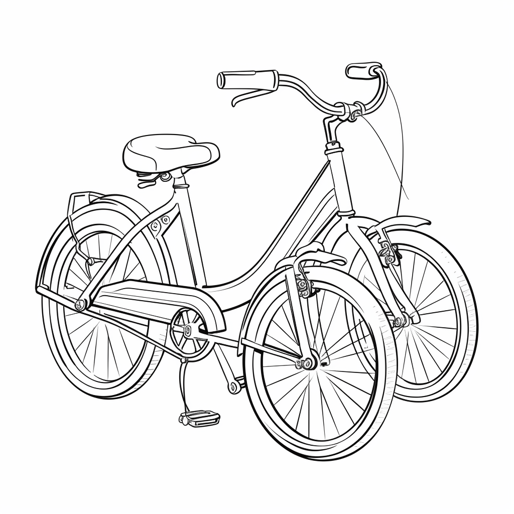 Modernes graues Tandemfahrrad Ausmalbild und Malvorlage