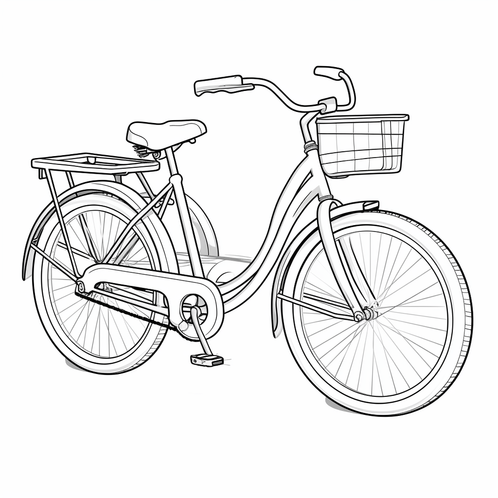 Modernes schwarzes Tandemfahrrad Ausmalbild und Malvorlage