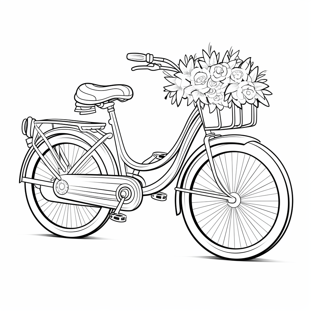 Modernes weißes Tandemfahrrad Ausmalbild und Malvorlage