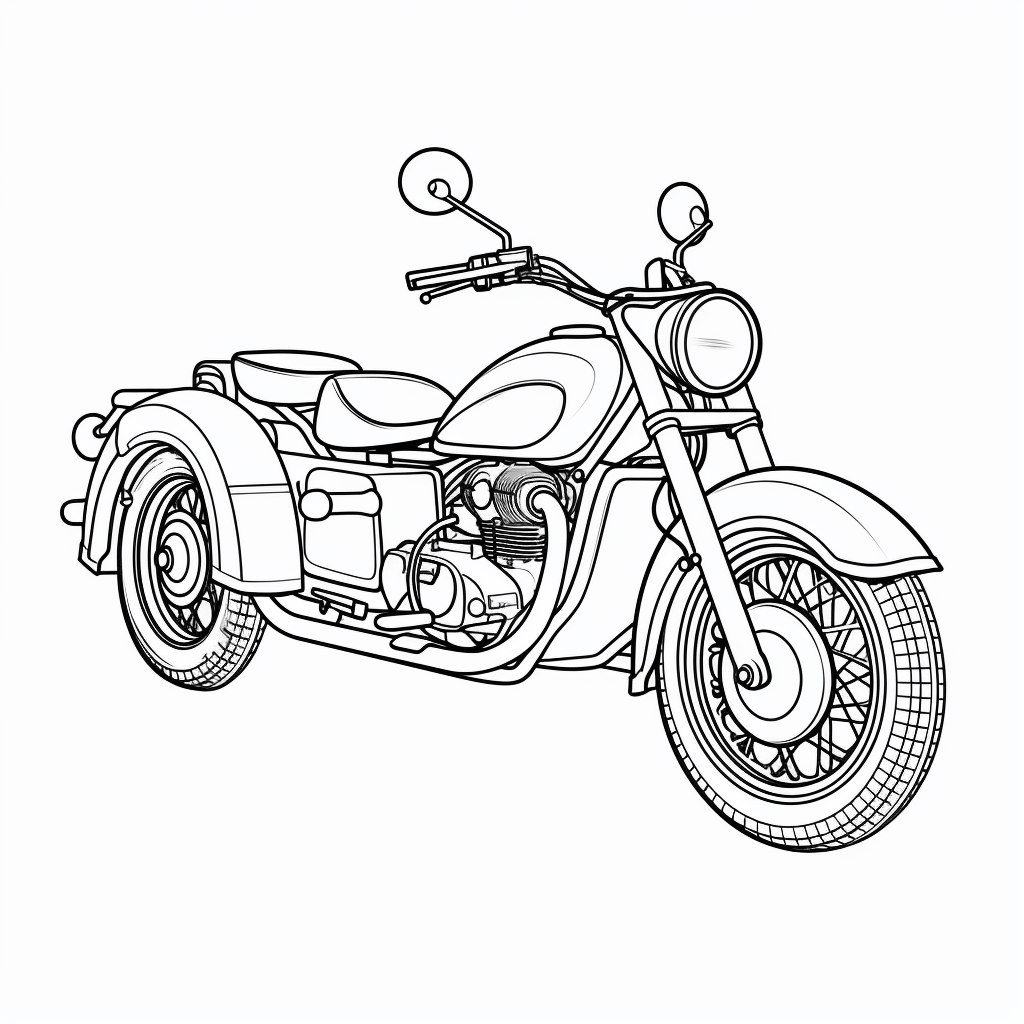 Motorrad mit Beiwagen Ausmalbild und Malvorlage