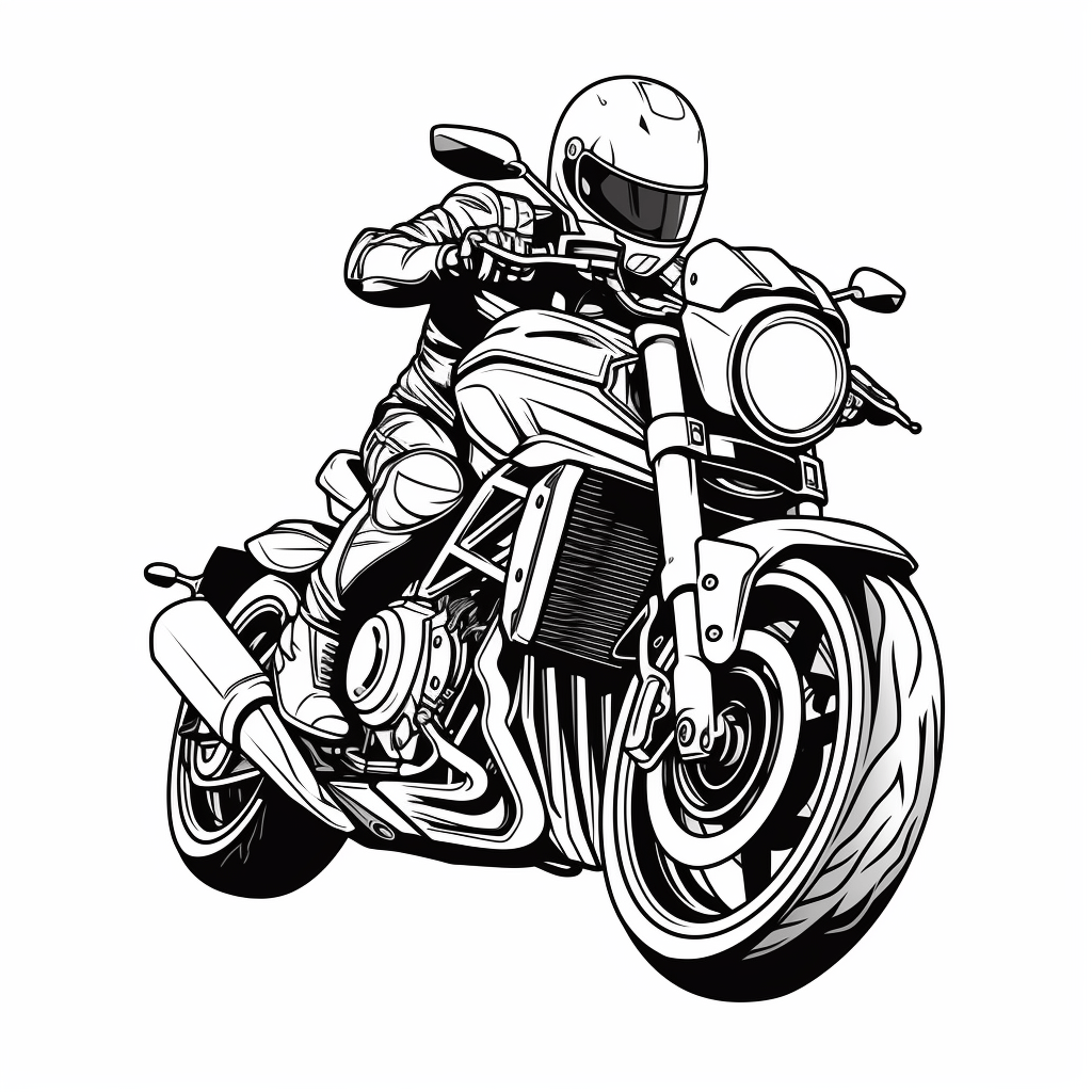 Motorrad und Lederkleidung Ausmalbild und Malvorlage