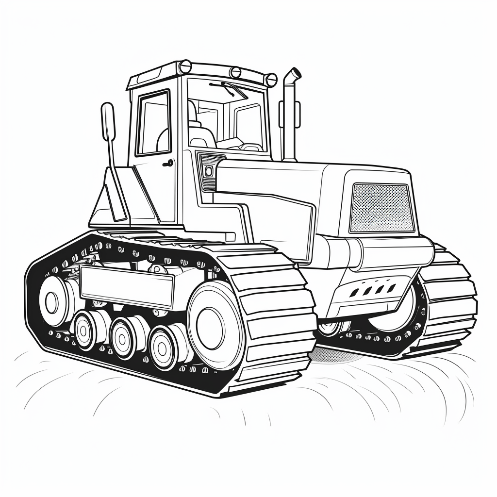Neuer glänzender Bulldozer mit Logos Ausmalbild und Malvorlage