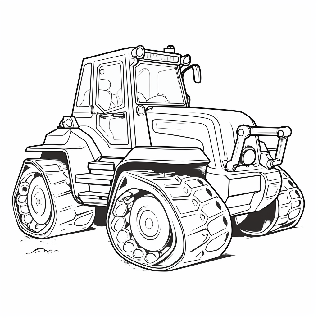 Neuer glänzender Bulldozer mit Stickern Ausmalbild und Malvorlage