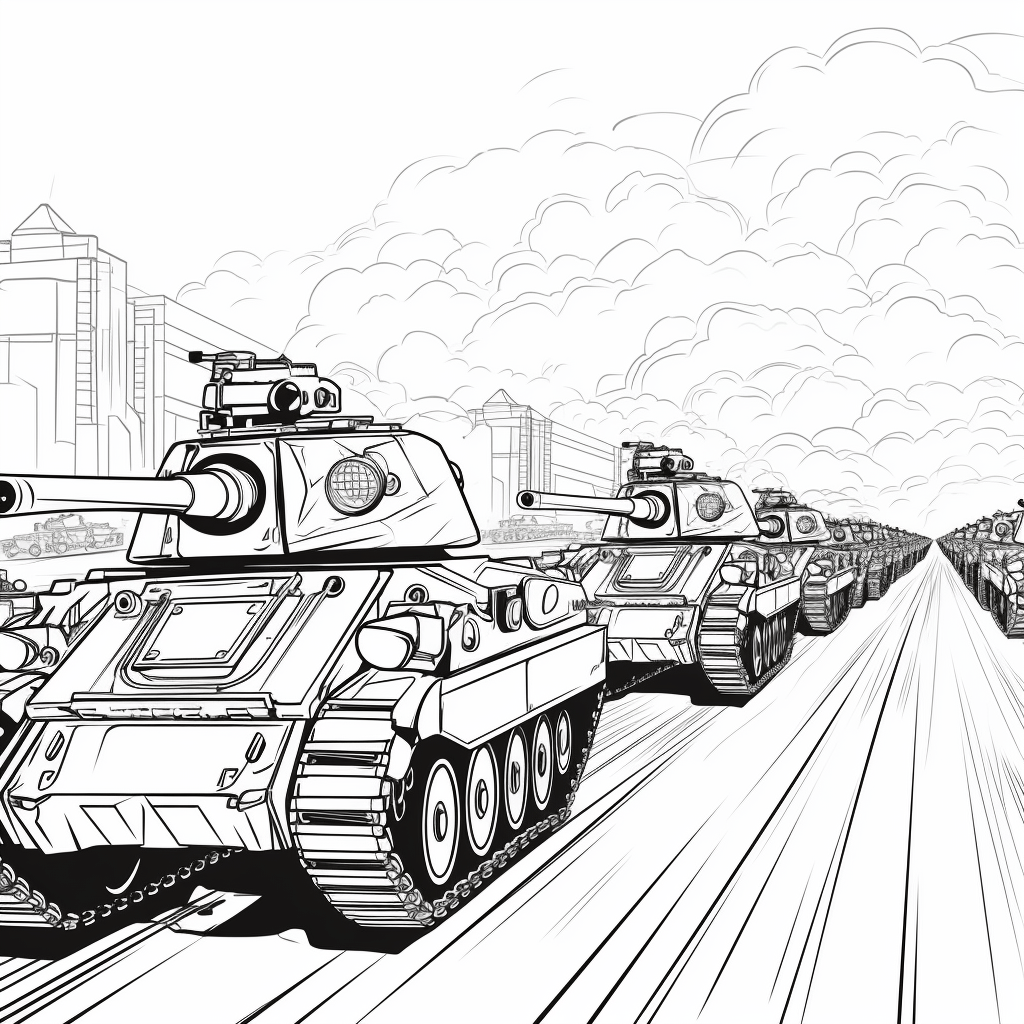 Panzer im Krieg Ausmalbild und Malvorlage