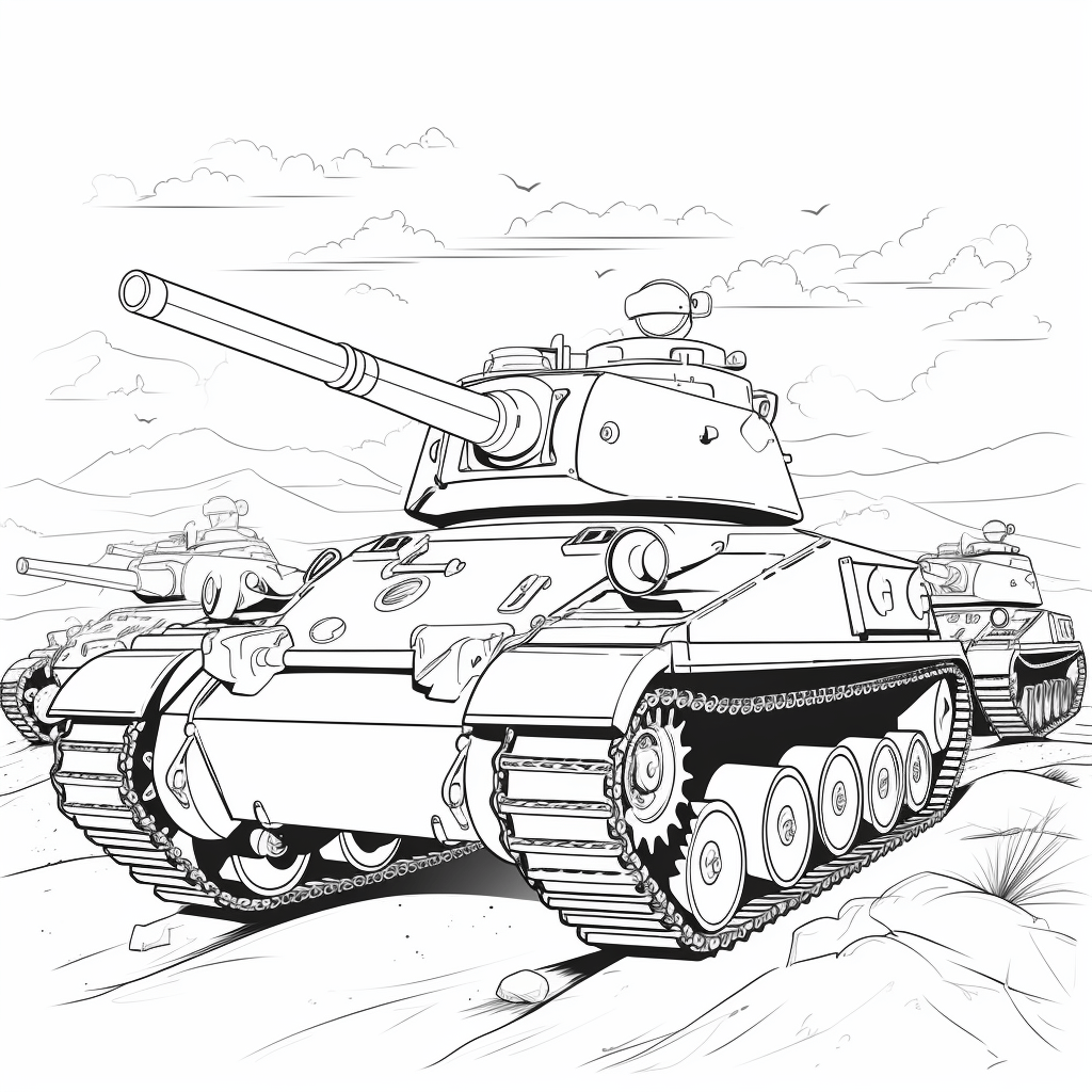 Panzer in der Schlacht Ausmalbild und Malvorlage