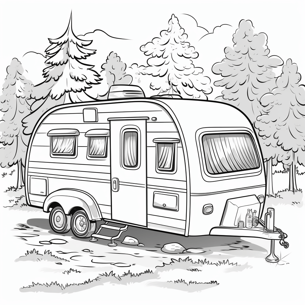 Robustes Wohnmobil Ausmalbild und Malvorlage