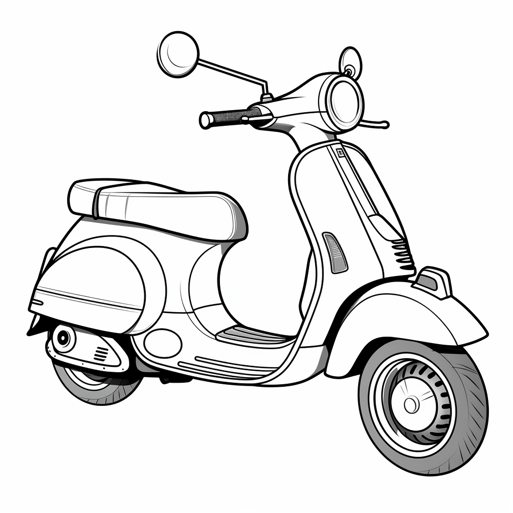 Rollerfahrer trägt Helm Ausmalbild und Malvorlage