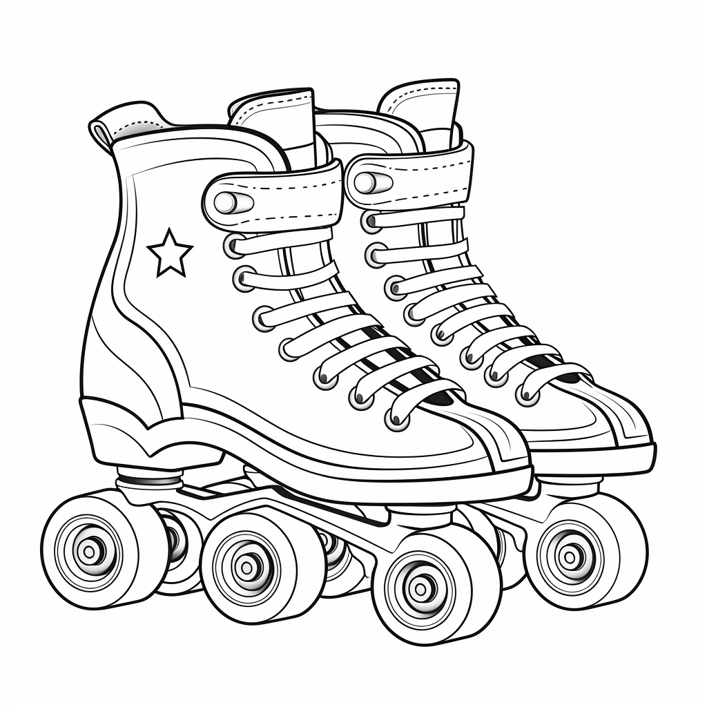 Rollschuhe mit Sternenmuster Ausmalbild und Malvorlage