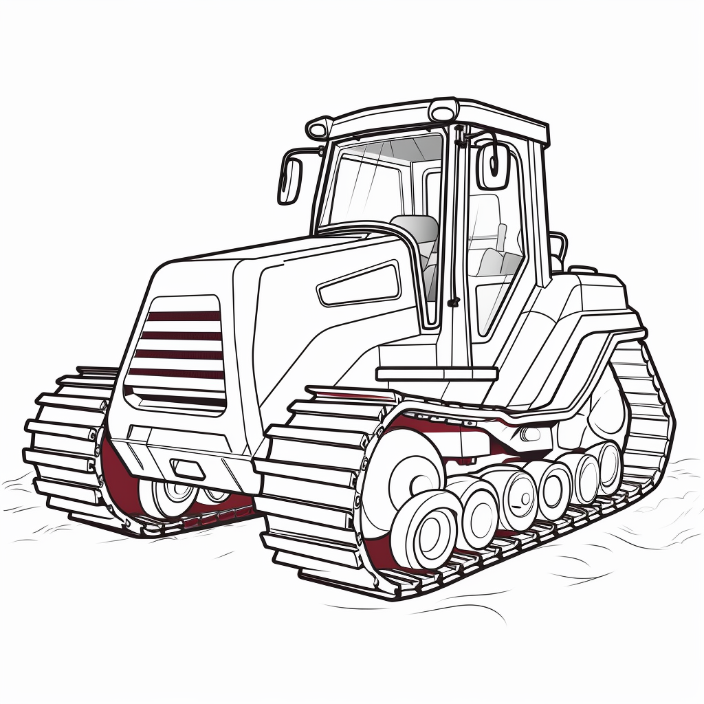 Roter Bulldozer mit Signallicht Ausmalbild und Malvorlage