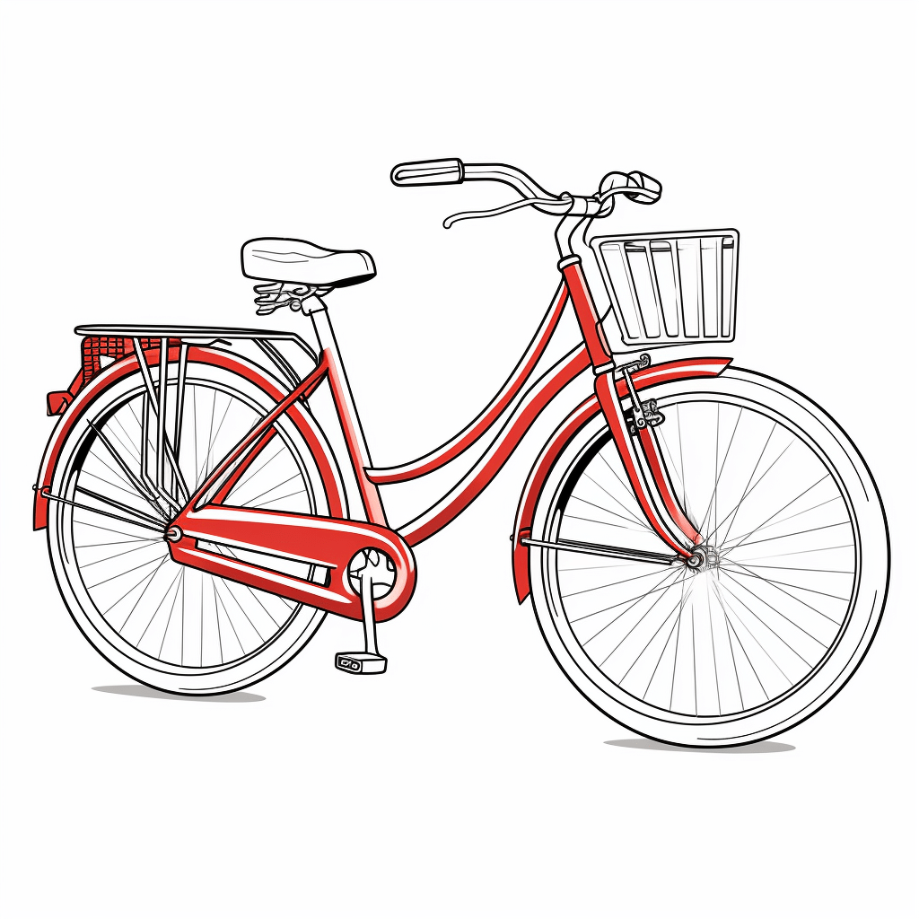 Rotes Tandemfahrrad mit Blumen Ausmalbild und Malvorlage