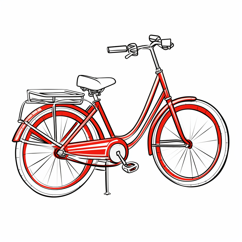 Rotes Tandemfahrrad mit Gepäckträger Ausmalbild und Malvorlage