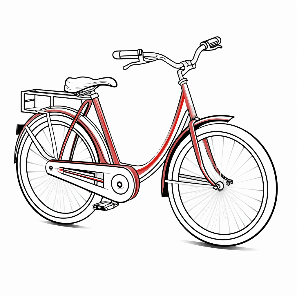 Rotes Tandemfahrrad Ausmalbild und Malvorlage