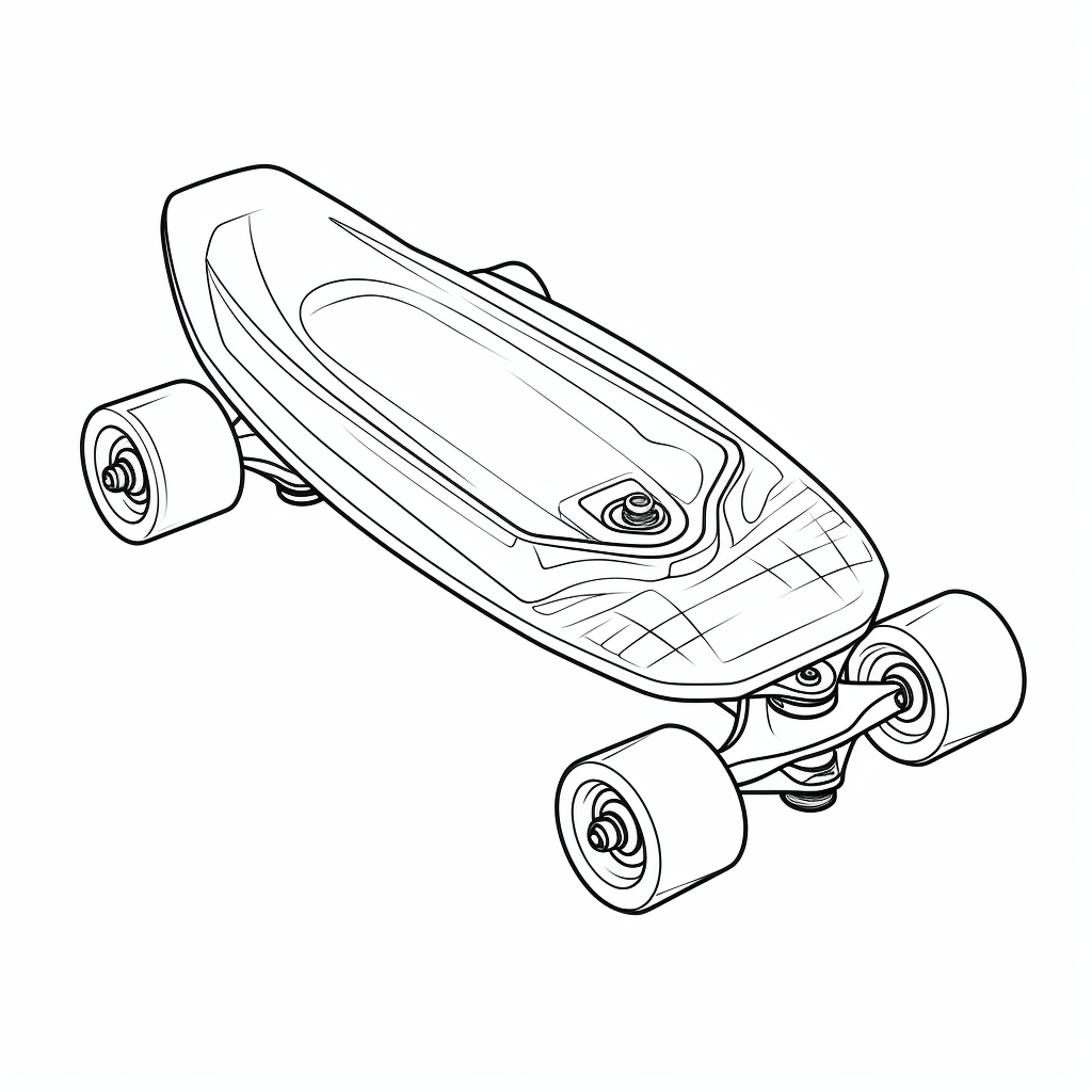 Skateboard hat Gebrauchsspuren Ausmalbild und Malvorlage