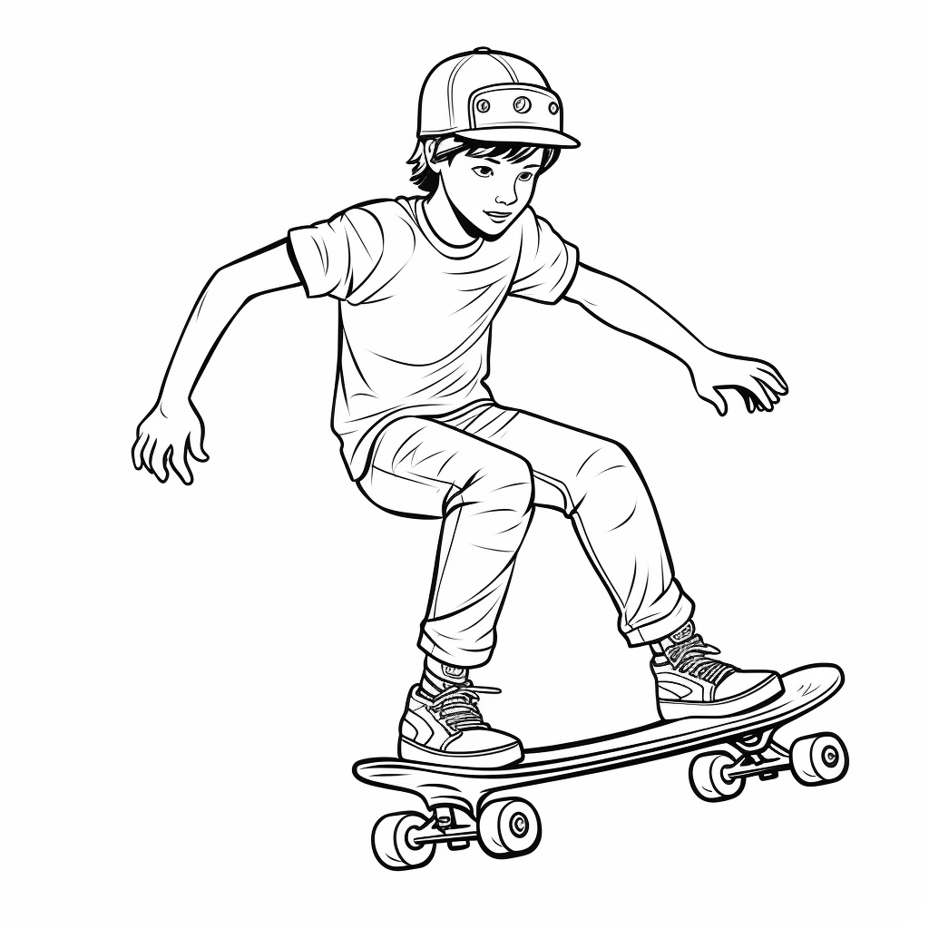 Skateboard ist schlicht und elegant Ausmalbild und Malvorlage