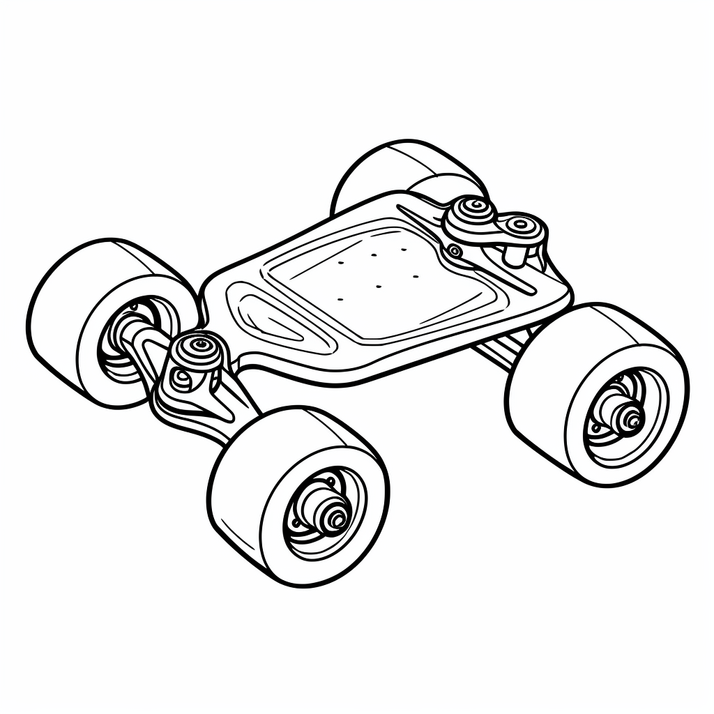Skateboard rollt auf dem Boden Ausmalbild und Malvorlage