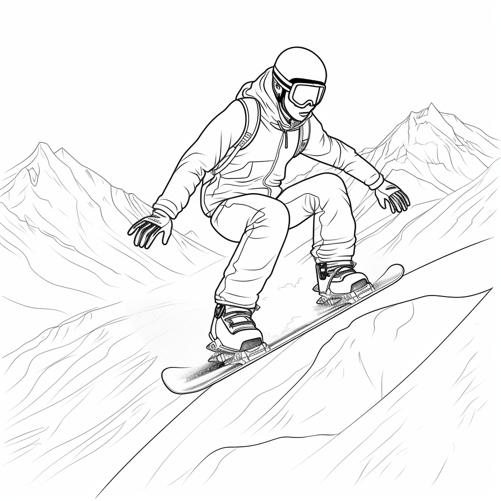 Snowboard am Lift Ausmalbild und Malvorlage