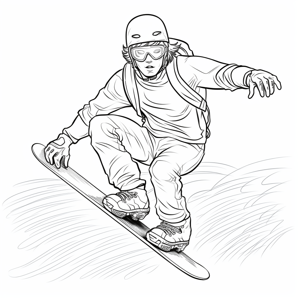 Snowboarder fährt schnell Ausmalbild und Malvorlage