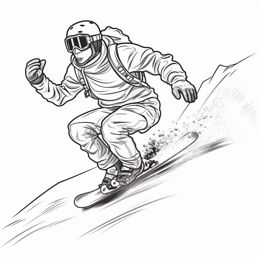 Snowboarder in Aktion Ausmalbild und Malvorlage