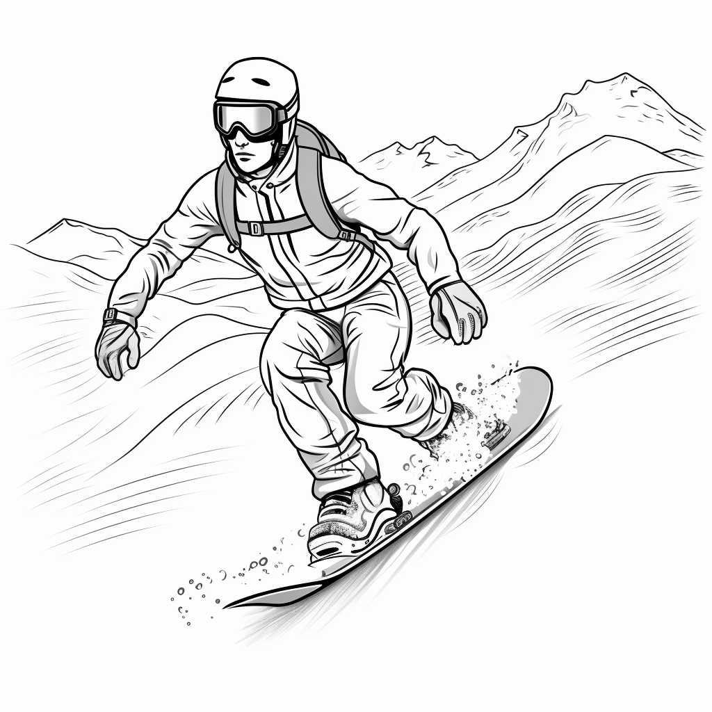 Snowboarder springt hoch Ausmalbild und Malvorlage