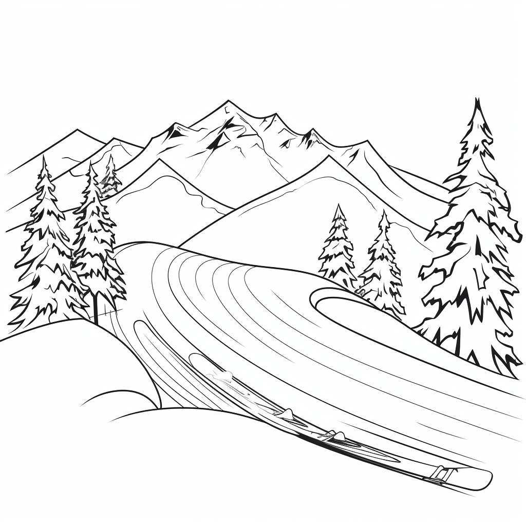 Sonne hinter Snowboarder Ausmalbild und Malvorlage