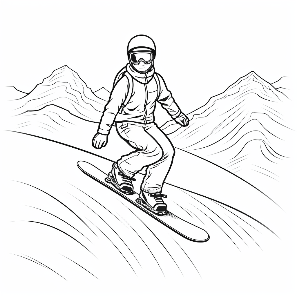 Sonniger Tag zum Snowboarden Ausmalbild und Malvorlage