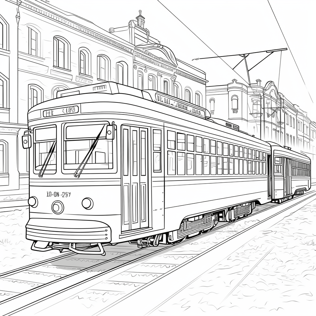 Straßenbahn in der Stadtmitte - happycoloring.net