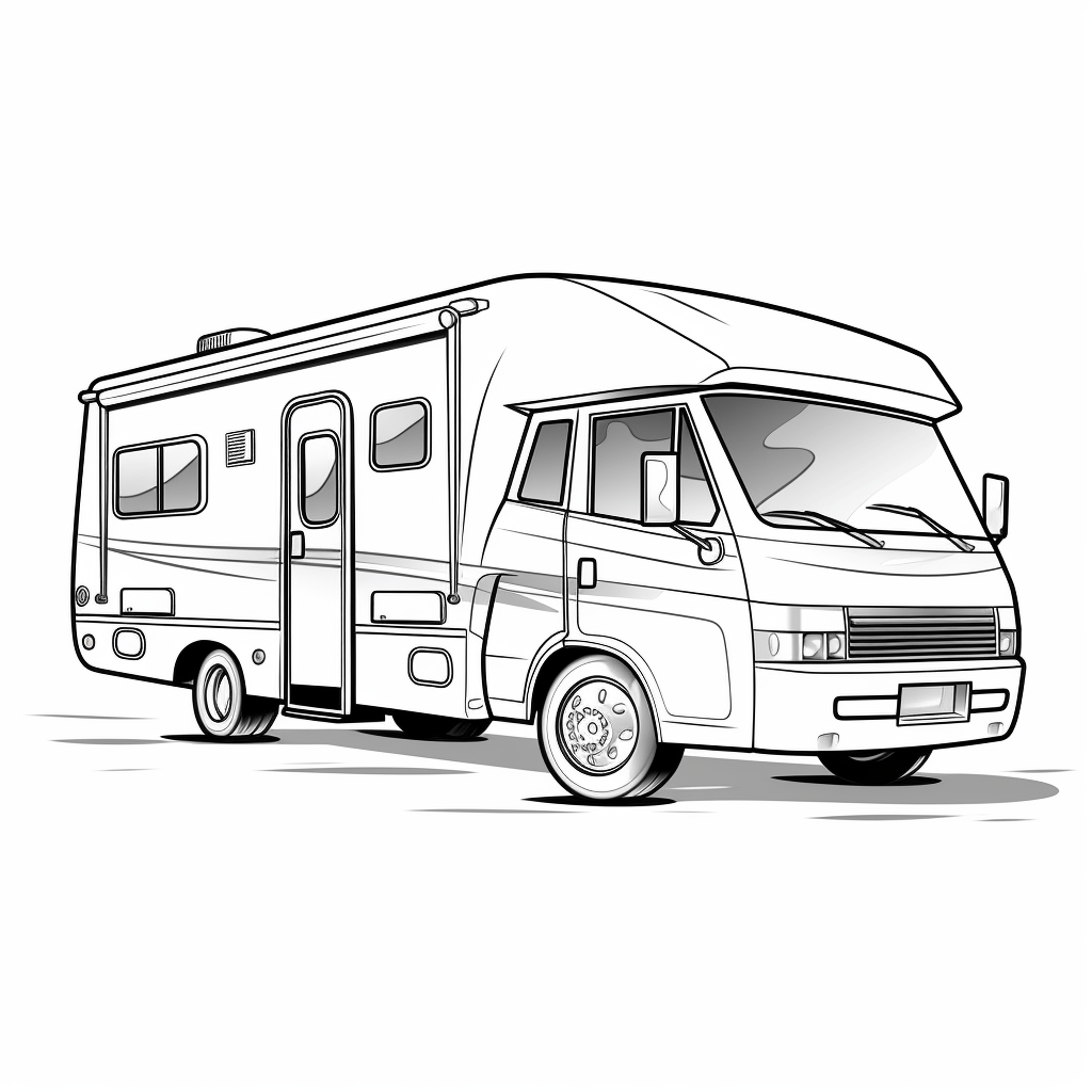 Wohnmobil auf der Autobahn Ausmalbild und Malvorlage