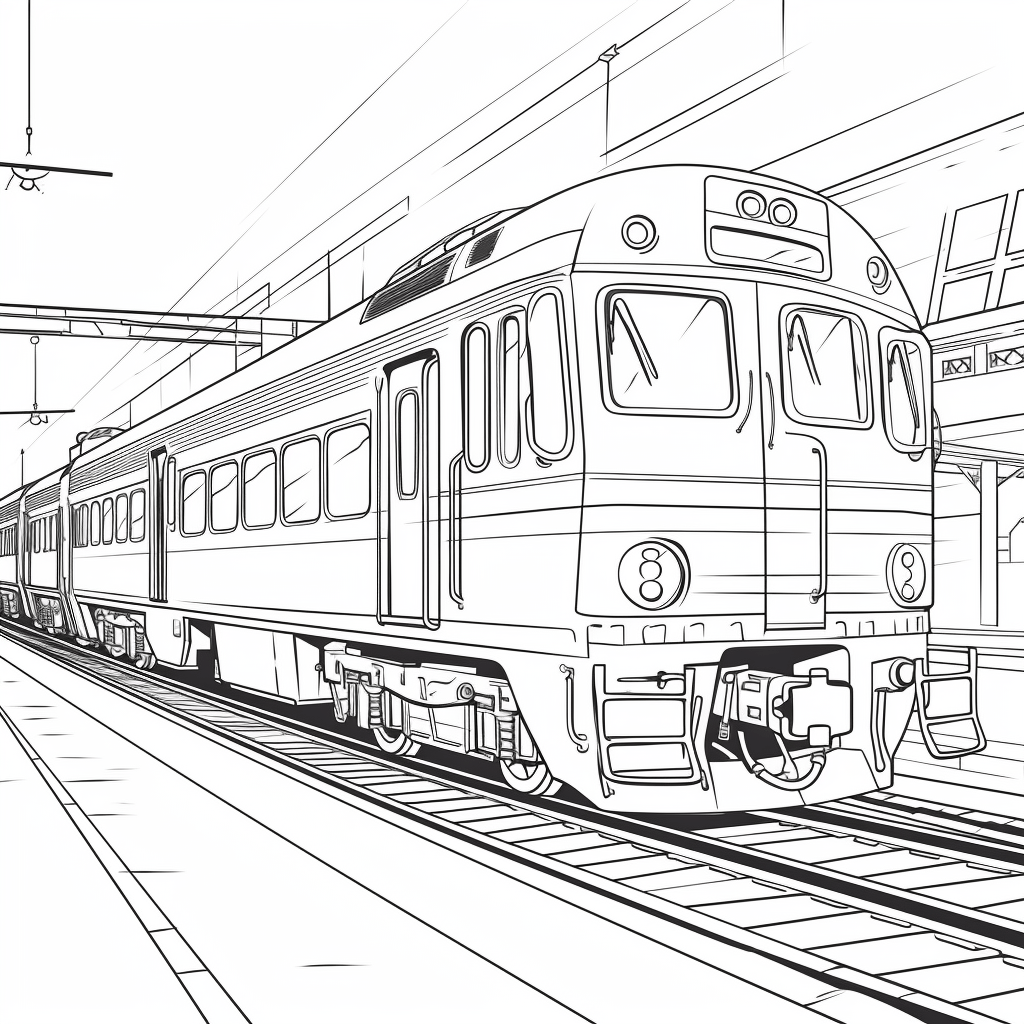 Zug wartet am Bahnhof - happycoloring.net